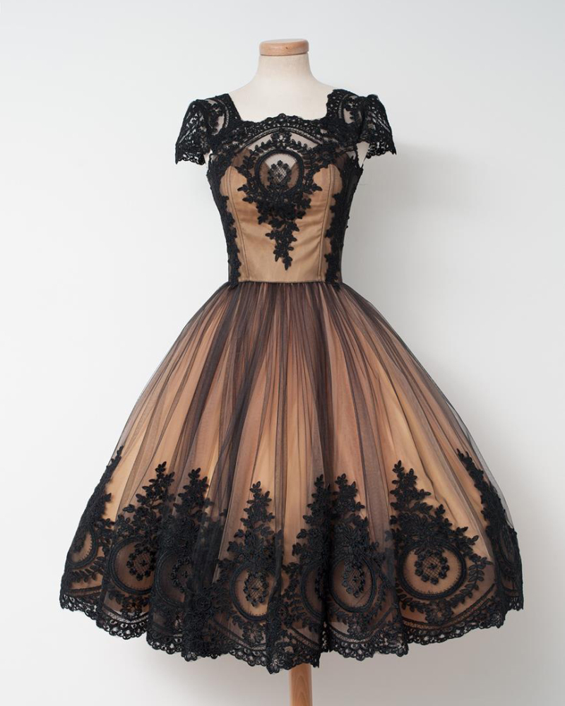 Black Wedding Dress Lace Tulle Prom Dress Special Occasion Dress
