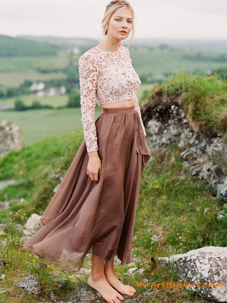 Silk chiffon shop maxi skirt