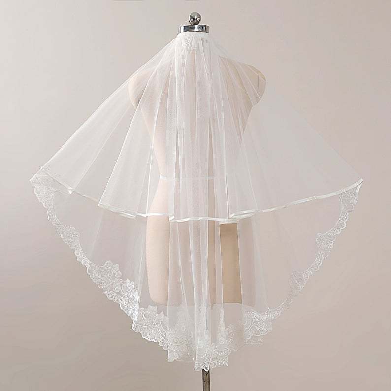 Fingertip Blusher Wedding Veil