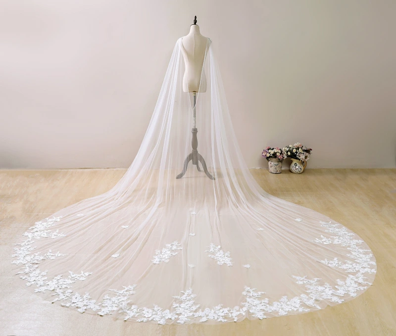 Ivory Wedding Cape Veil Lace Bridal Capelet