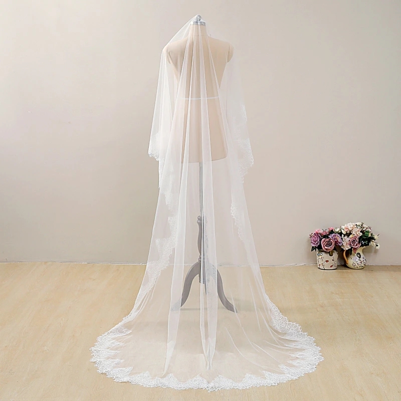 Classic Cathedral Wedding Veil Lace Bridal Veil