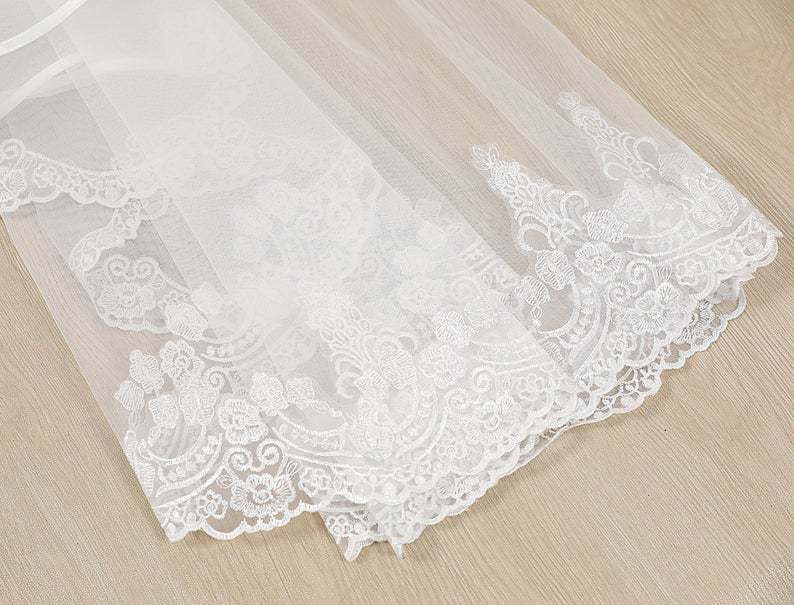 Fingertip Blusher Wedding Veil