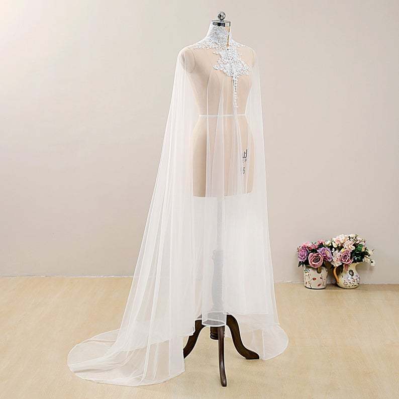 Lace Neck Brial Cape Ivory Boho Cape with Buttons