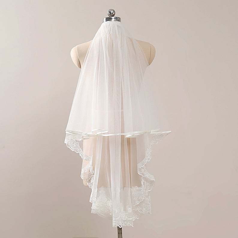 Fingertip Blusher Wedding Veil