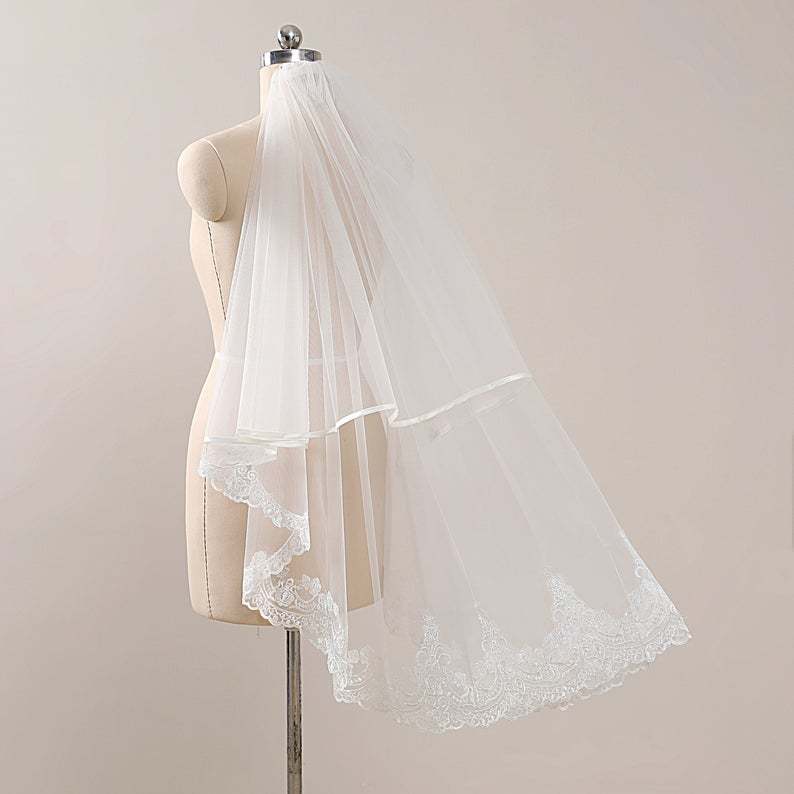 Fingertip Blusher Wedding Veil