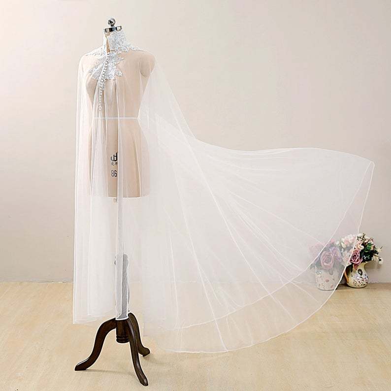Lace Neck Brial Cape Ivory Boho Cape with Buttons