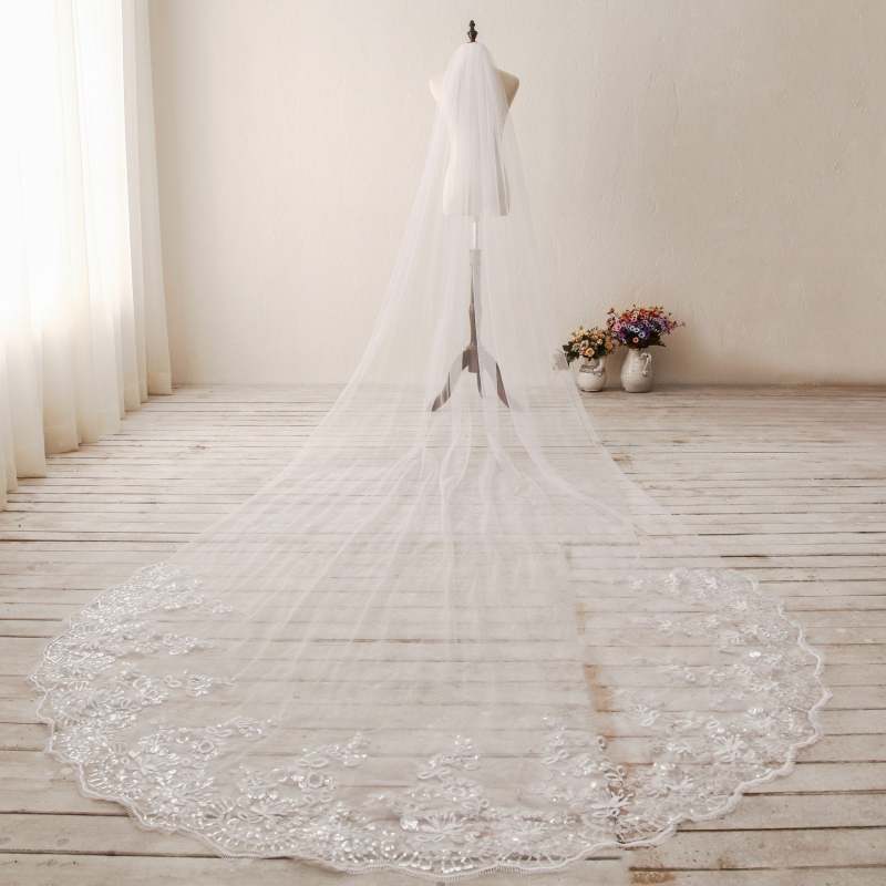 Single Tier Lace Wedding Veil Cathedral Wedding Veil Chapel Wedding Veil