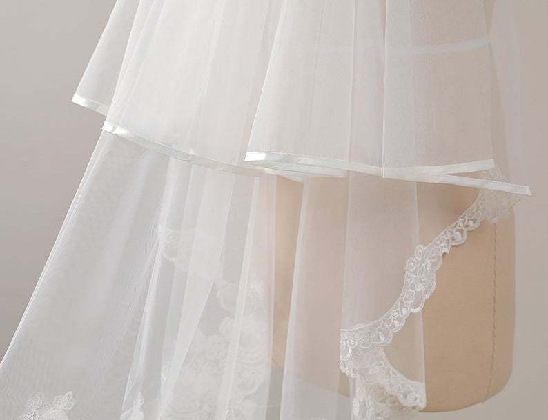 Fingertip Blusher Wedding Veil