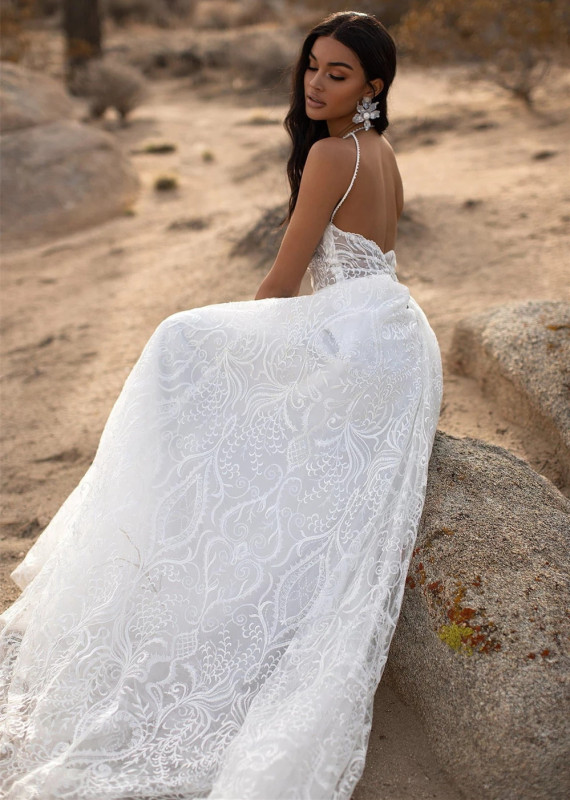 Ivory Lace Tulle Wedding Dress Bridal Gown