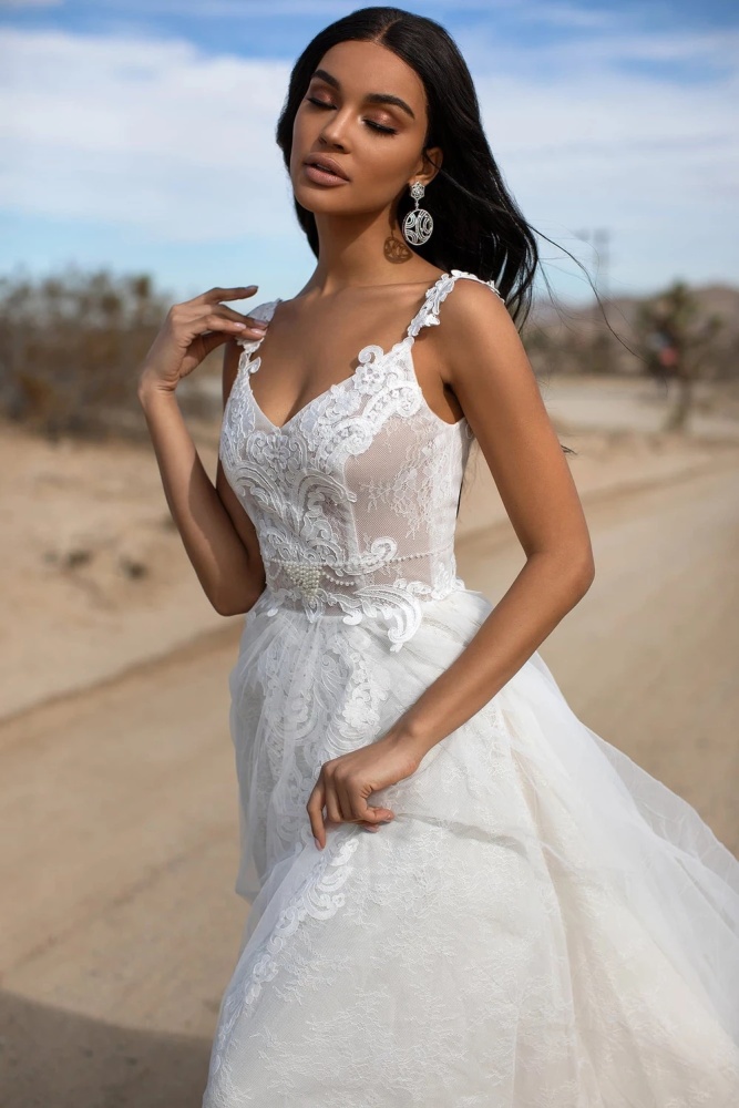Ivory Lace Tulle Wedding Dress Bridal Gown