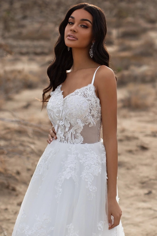 Ivory Lace Tulle Wedding Dress Bridal Gown