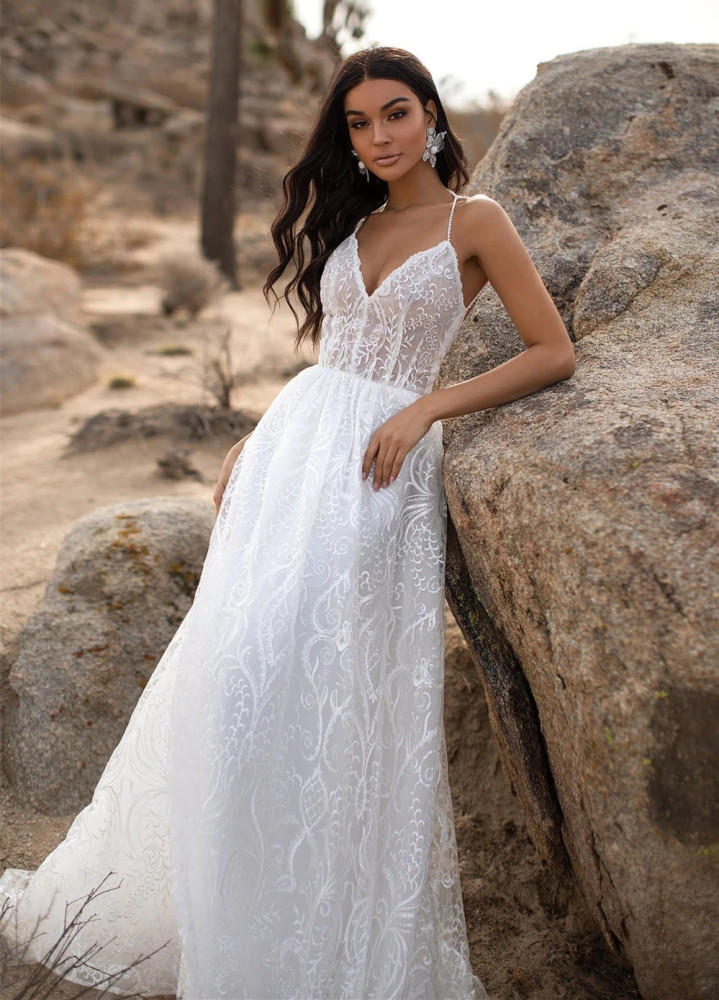 Ivory Lace Tulle Wedding Dress Bridal Gown