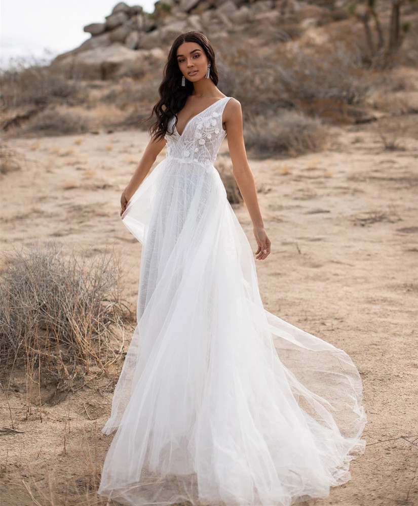 Ivory Lace Tulle Wedding Dress Bridal Gown