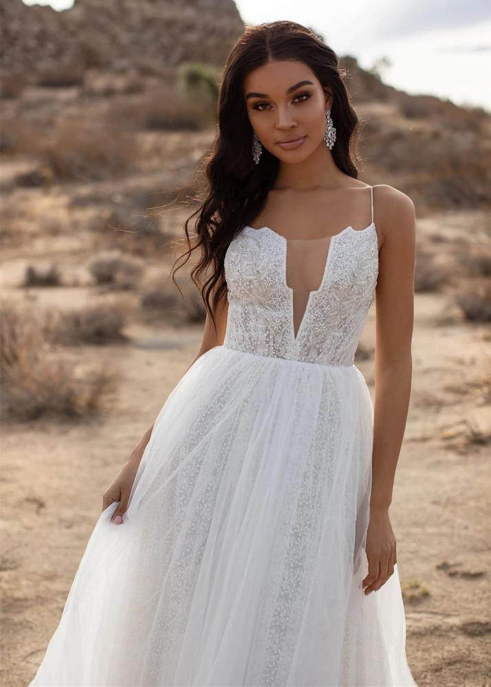 Ivory Lace Tulle Wedding Dress Bridal Gown