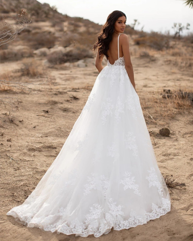 Ivory Lace Tulle Wedding Dress Bridal Gown