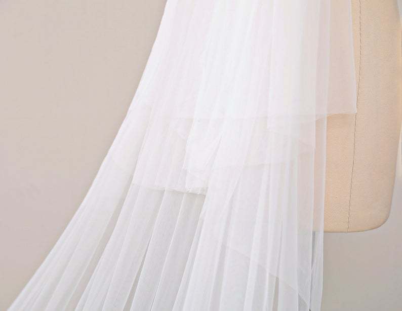 Ivory Floral Bridal Veil Long Lace Wedding Veil