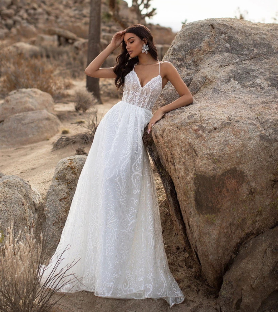 Ivory Lace Tulle Wedding Dress Bridal Gown
