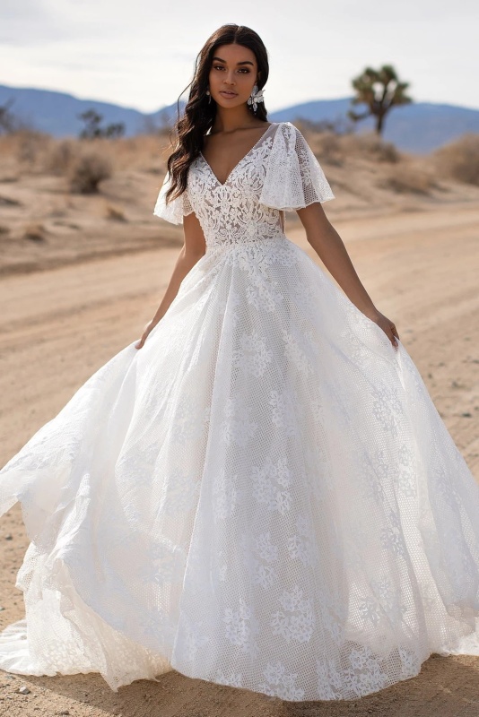 Ivory Lace Tulle Wedding Dress Bridal Gown