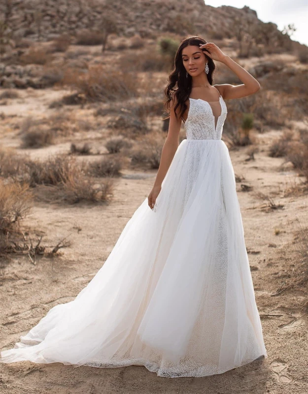 Ivory Lace Tulle Wedding Dress Bridal Gown