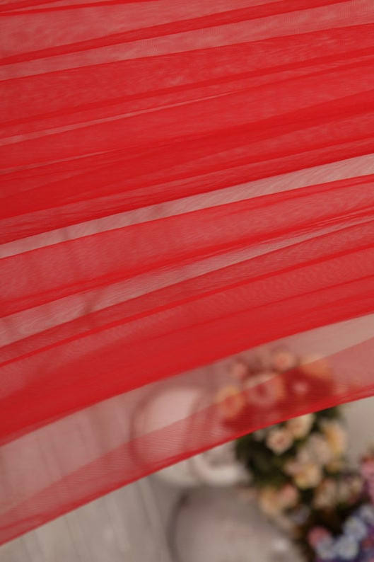 Red Soft Wedding Veil Long Plain Edge Bridal Veil