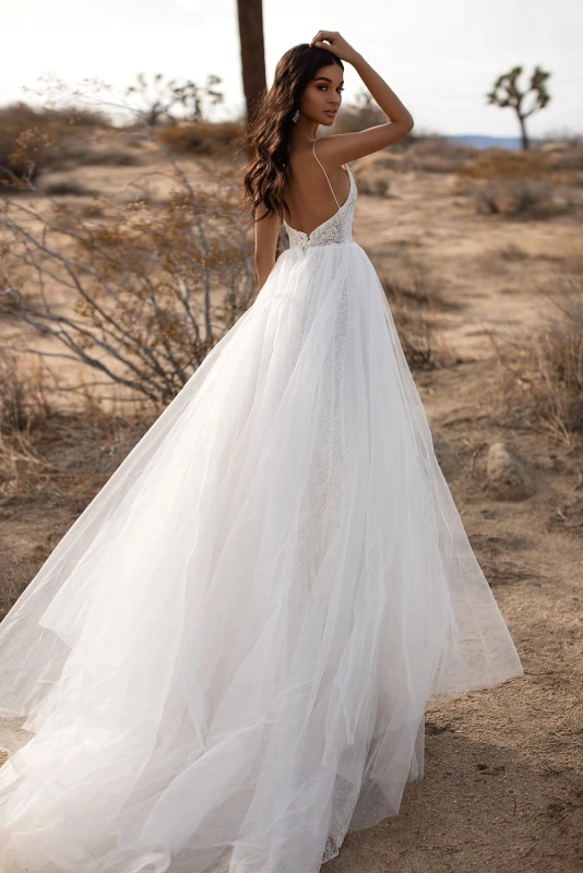 Ivory Lace Tulle Wedding Dress Bridal Gown