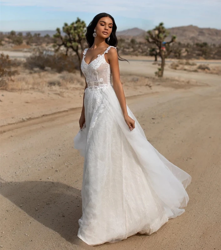 Ivory Lace Tulle Wedding Dress Bridal Gown