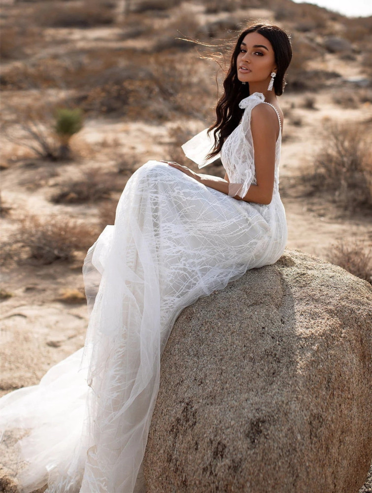 Ivory Lace Tulle Wedding Dress Bridal Gown