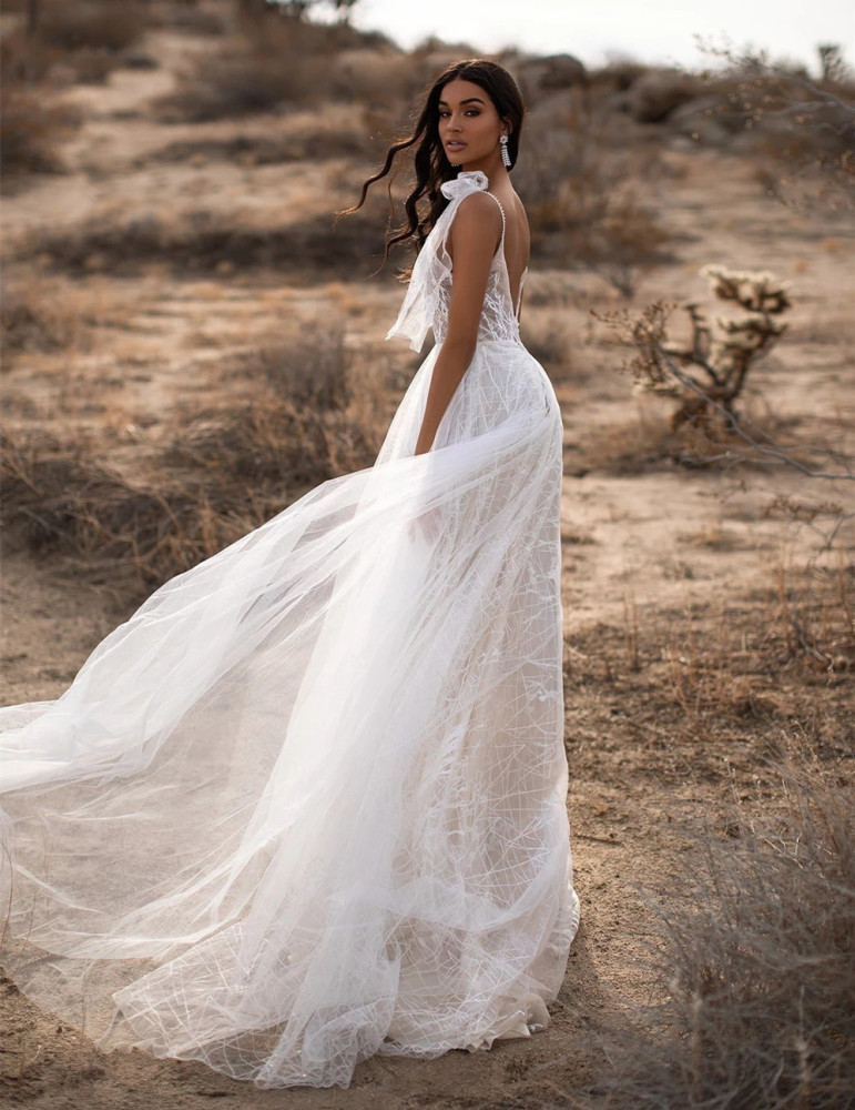 Ivory Lace Tulle Wedding Dress Bridal Gown
