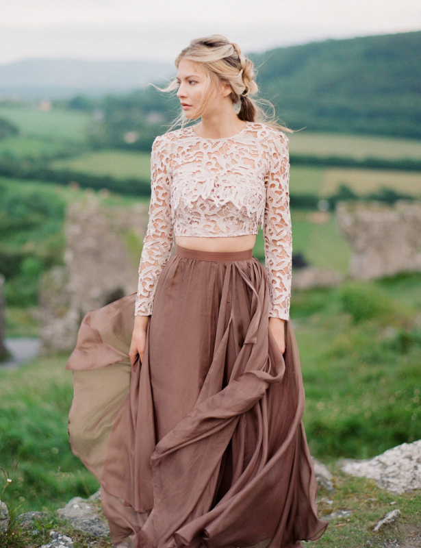 Brown/Coffee Chiffon Maxi Skirt Silk Chiffon Skirt