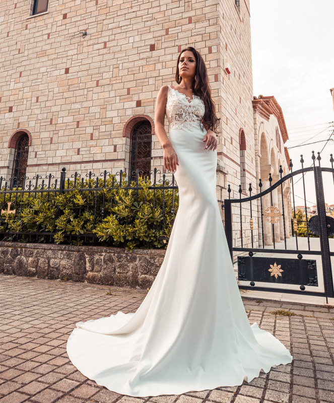 Lace Satin Mermaid Wedding Dress Bridal Gown