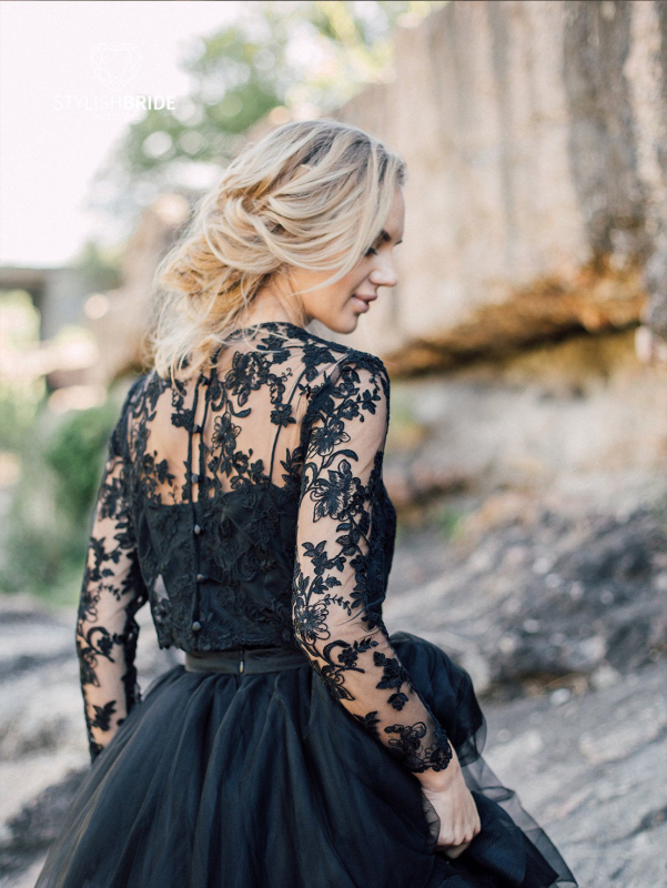 Black Lace Wedding Top Women