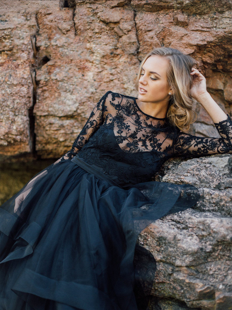 Black Lace Wedding Top Women