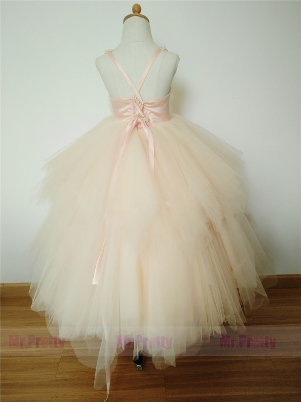 Chamapgne Lace Tulle Luxury Flower Girl Dress Pageant Dress