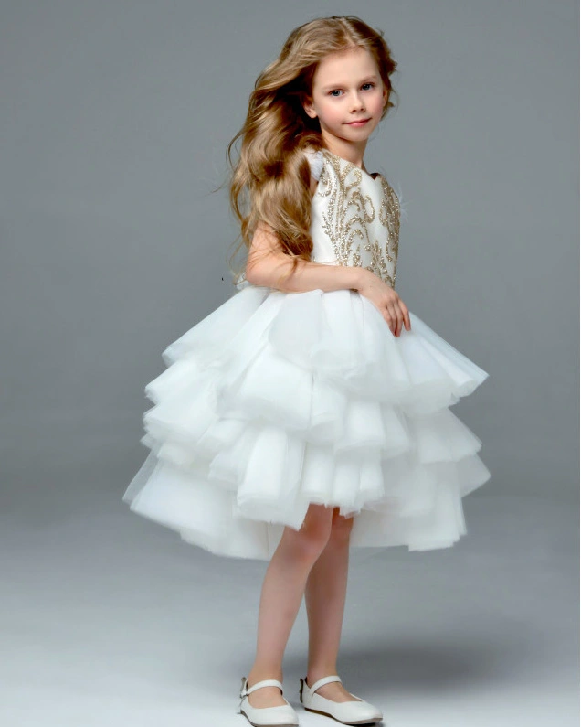 Ivory Lace Tulle Knee Length Flower Girl Dress Pageant Dress