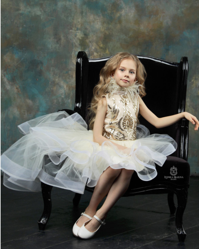Ivory Lace Tulle High Low Flower Girl Dress Pageant Dress