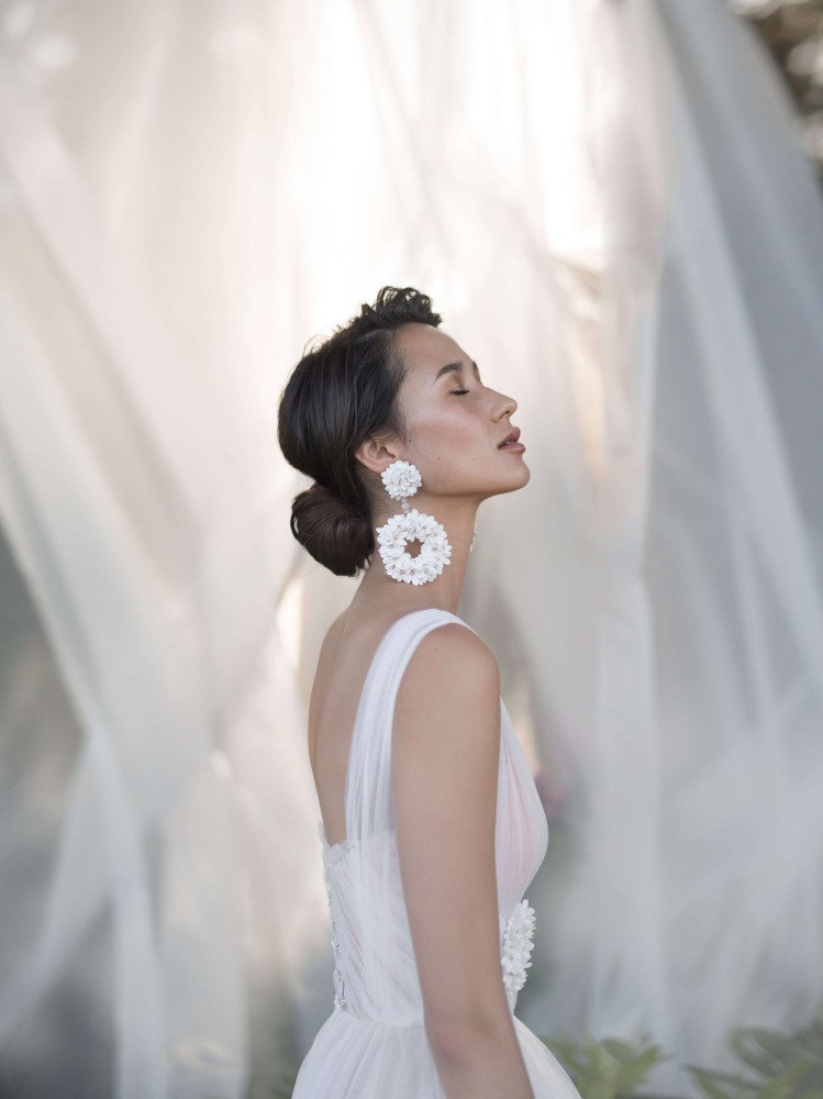 One Shoulder Ivory Tulle Wedding Dress Bridal Gown