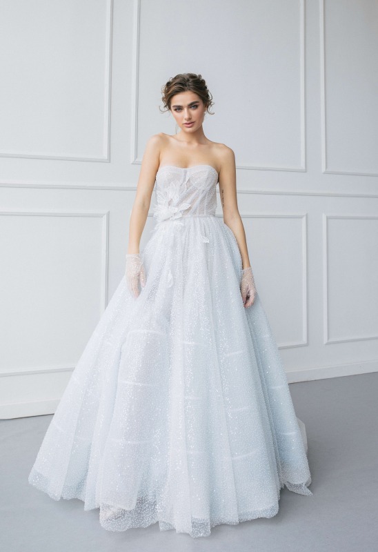 Ivory Sequin Tulle Wedding Dress Bridal Gown