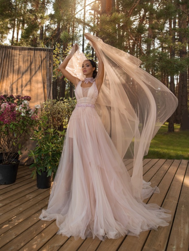 Lace Tulle Long Train Wedding Dress Bridal Gown