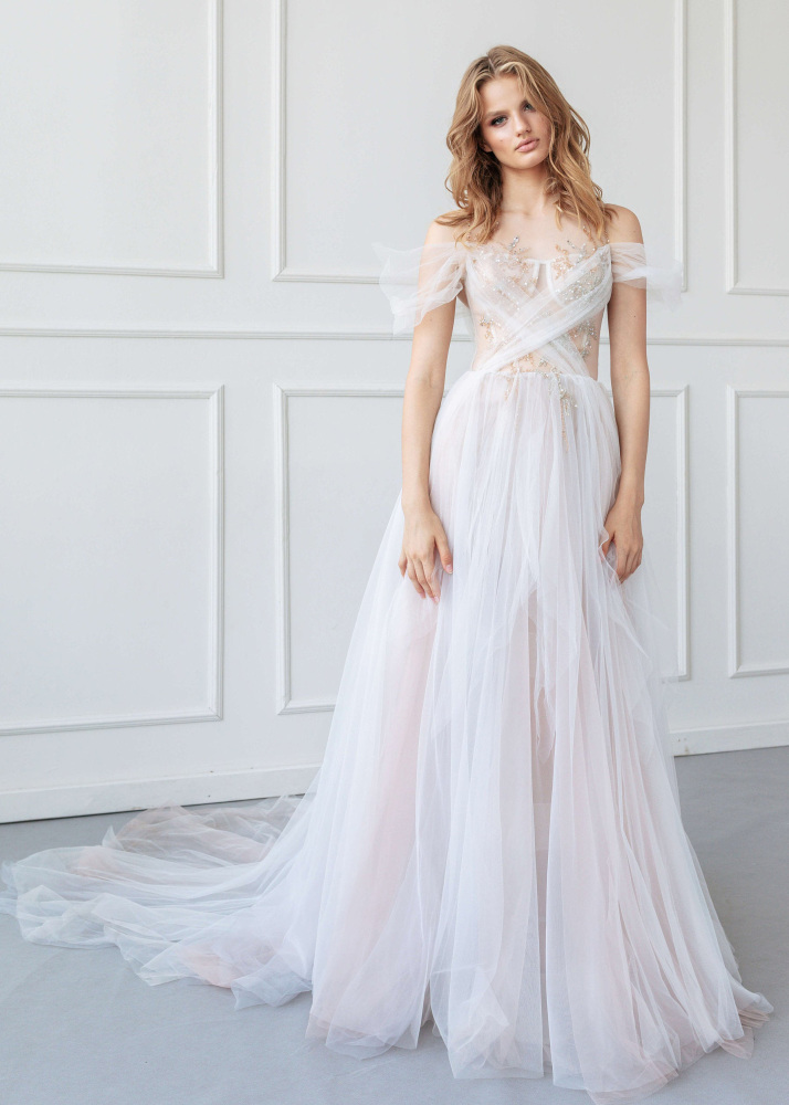 Ivory Sequin Tulle Wedding Dress Bridal Gown