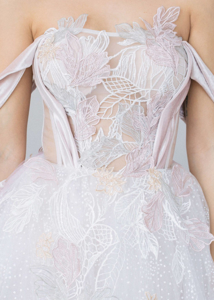 Ivory Lace Tulle Wedding Dress Bridal Gown