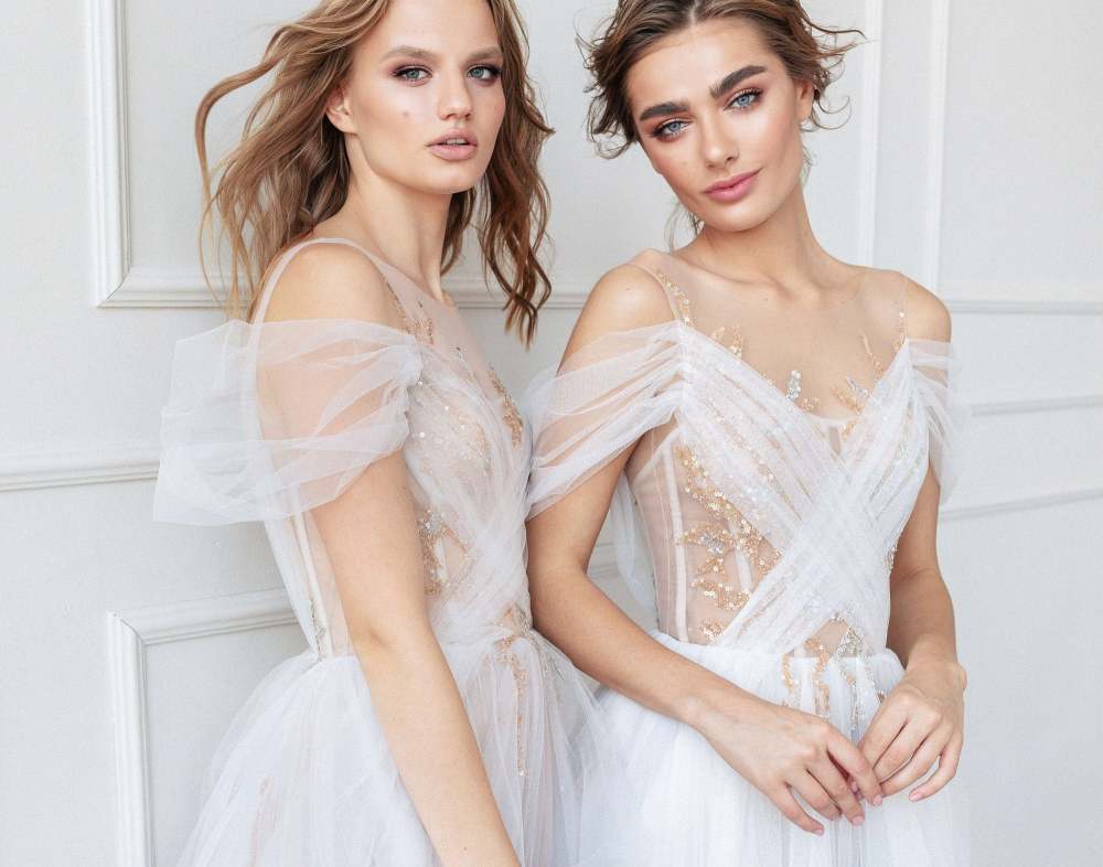 Ivory Sequin Tulle Wedding Dress Bridal Gown