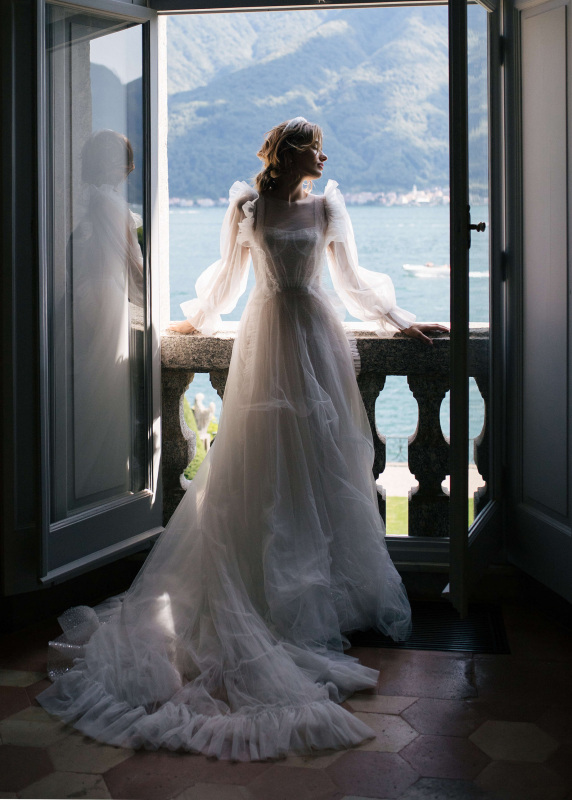 Ivory Tulle Ruffle Wedding Dress Bridal Gown