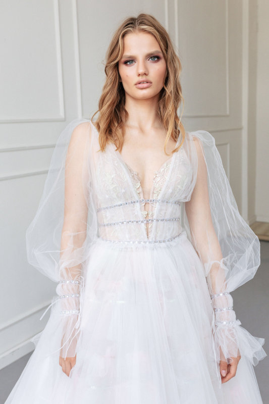 Ivory Lace Tulle Wedding Dress Bridal Gown