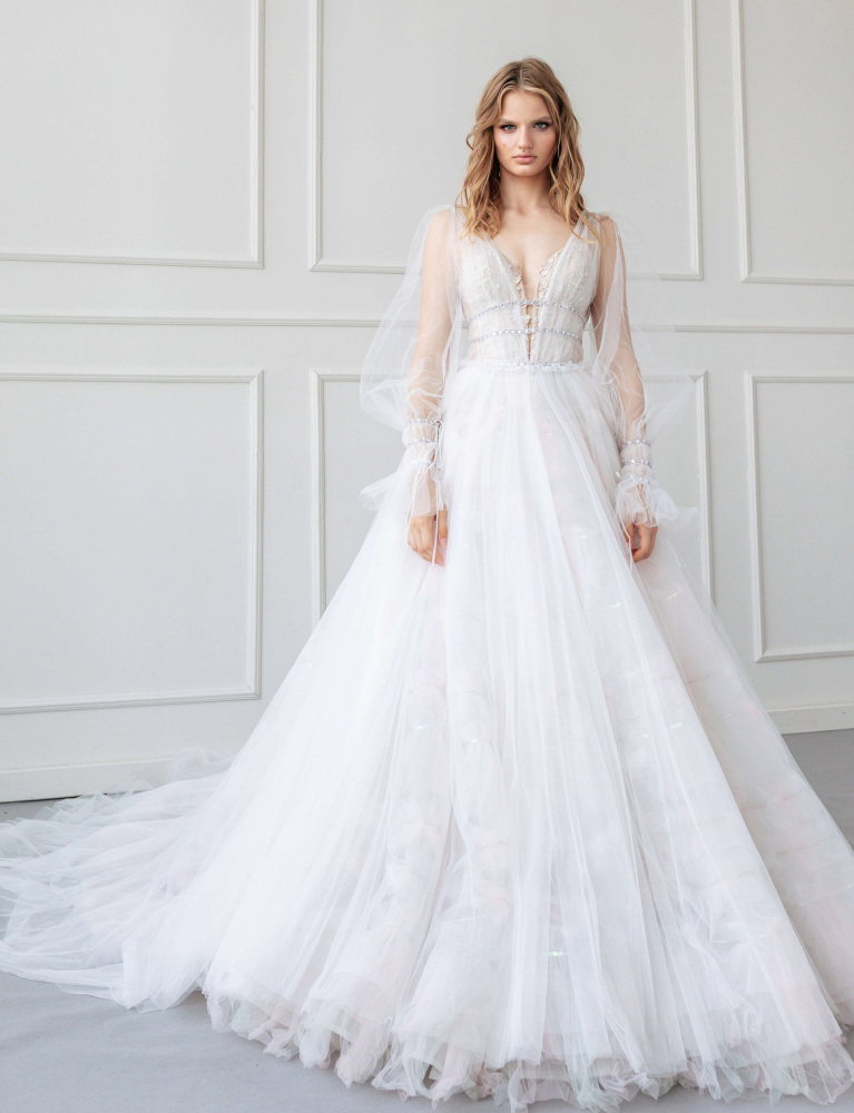 Ivory Lace Tulle Wedding Dress Bridal Gown