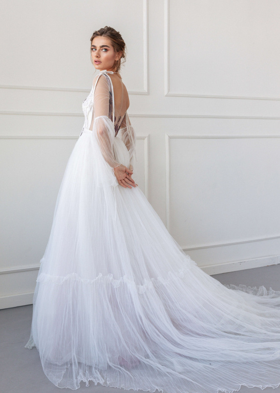 Ivory Sequin Tulle Wedding Dress Bridal Gown