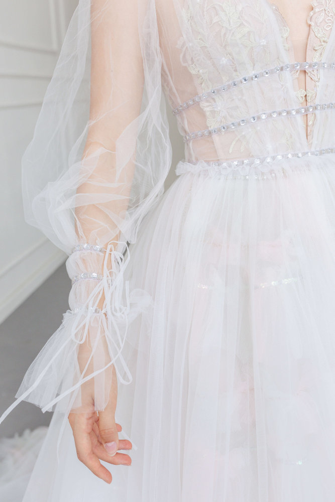 Ivory Lace Tulle Wedding Dress Bridal Gown