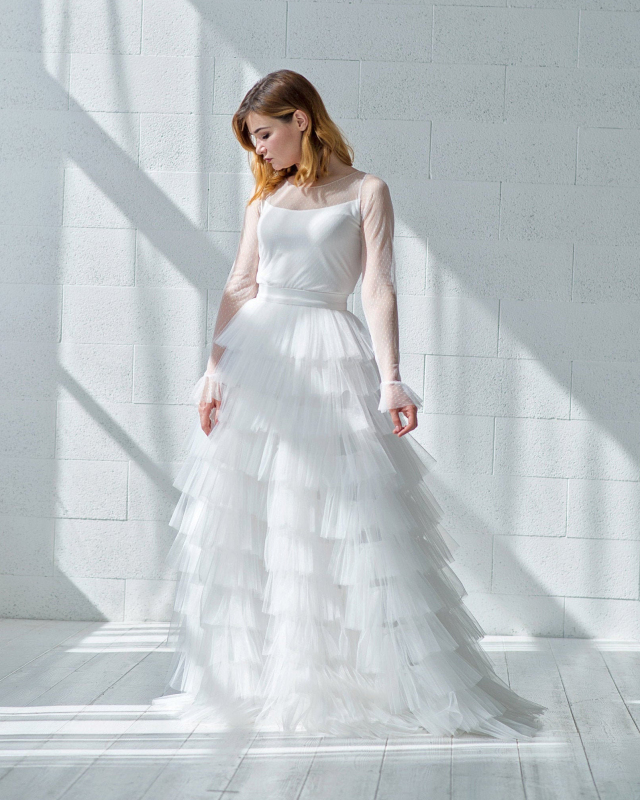 Ivory Cupcake Ruffle Full Length Bridal Skirt