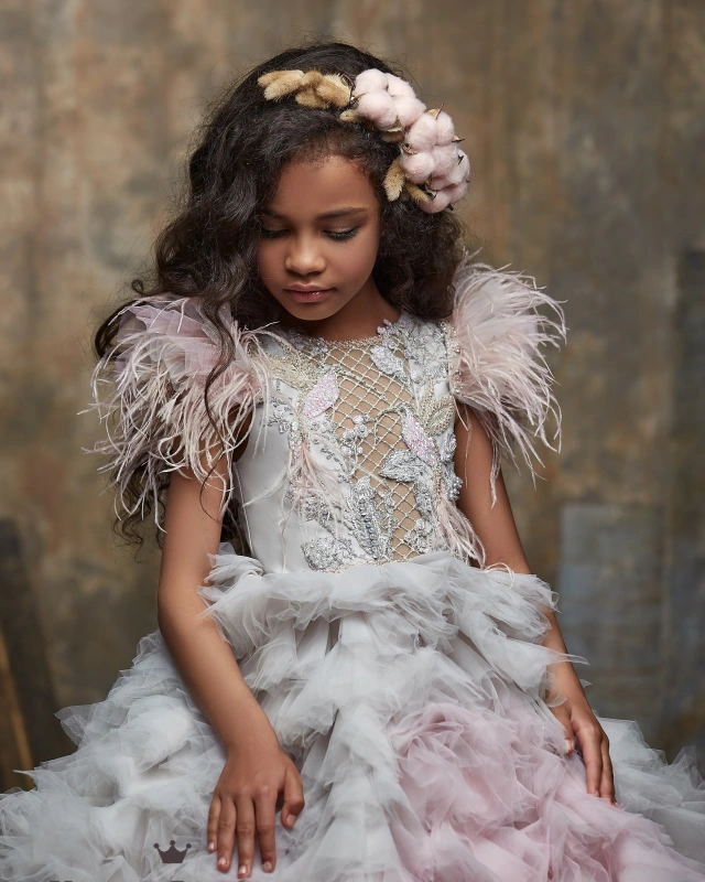 Lace Tulle Puffy  Little Girls Pageant Dress Free Shipping