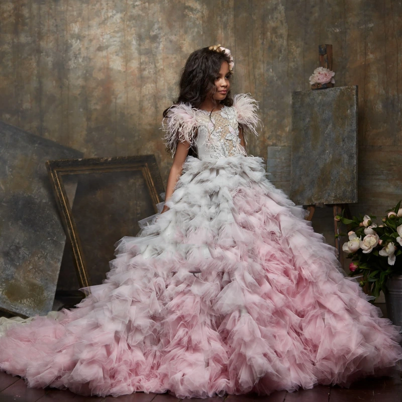 Lace Tulle Puffy  Little Girls Pageant Dress Free Shipping