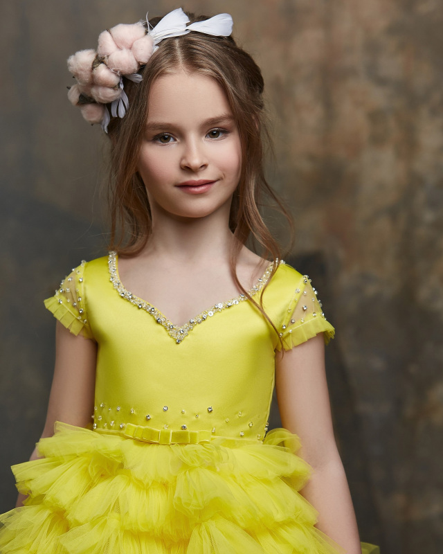 Free Shipping Mixed Color Cap  Sleeve  Lace Tulle  Little Girls Pageant Dress